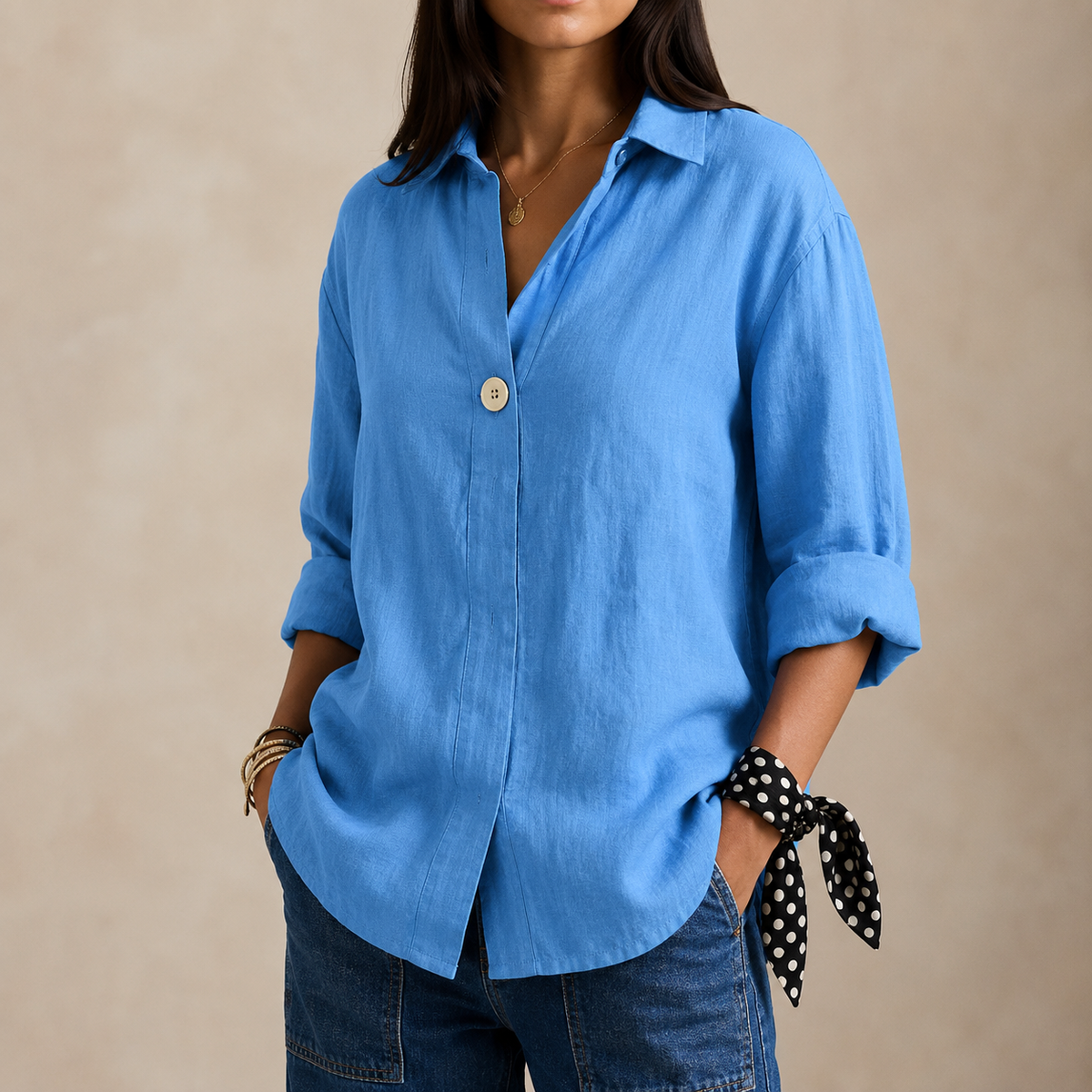 Nuvielle | Women's Relaxed V-Neck Blouse