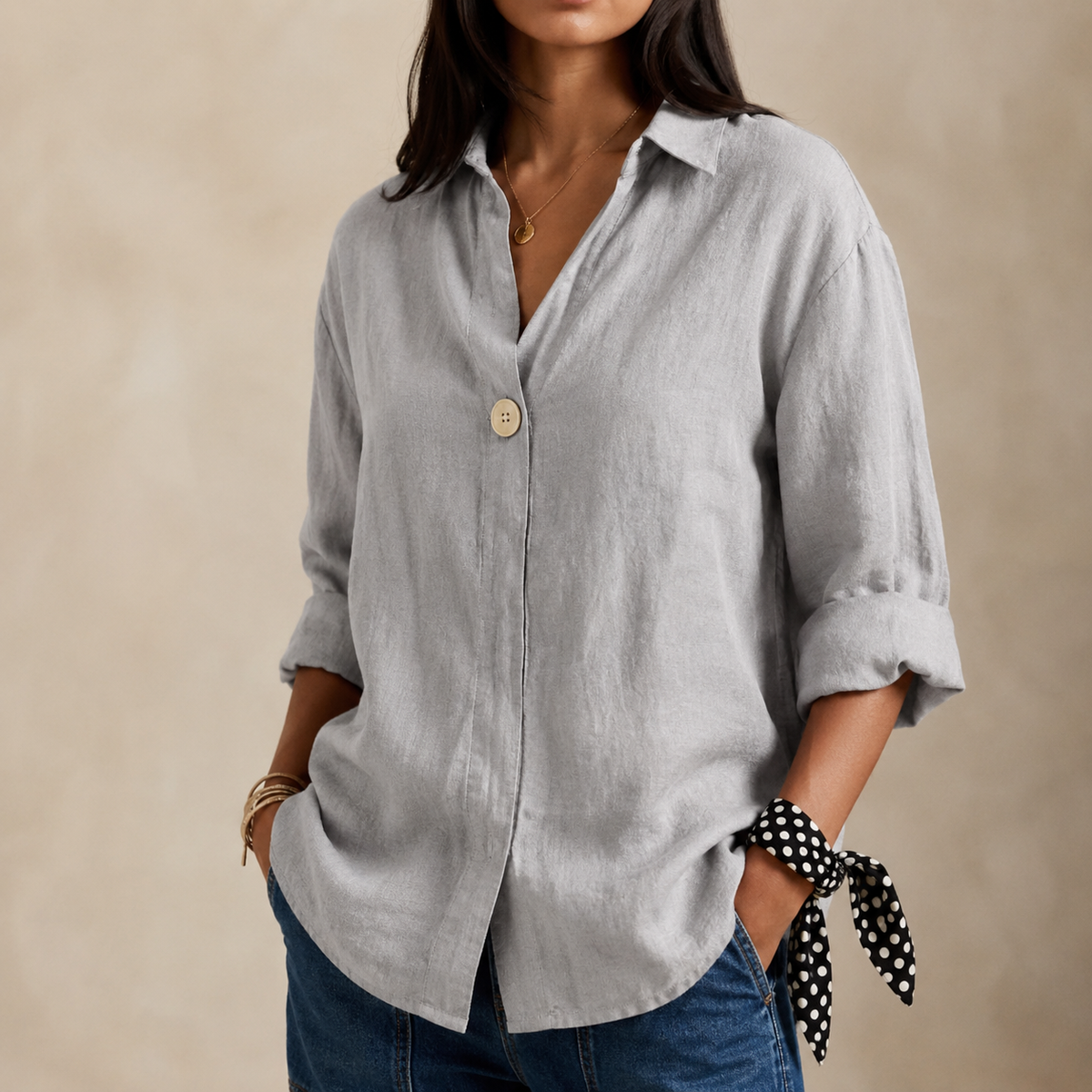Nuvielle | Women's Relaxed V-Neck Blouse