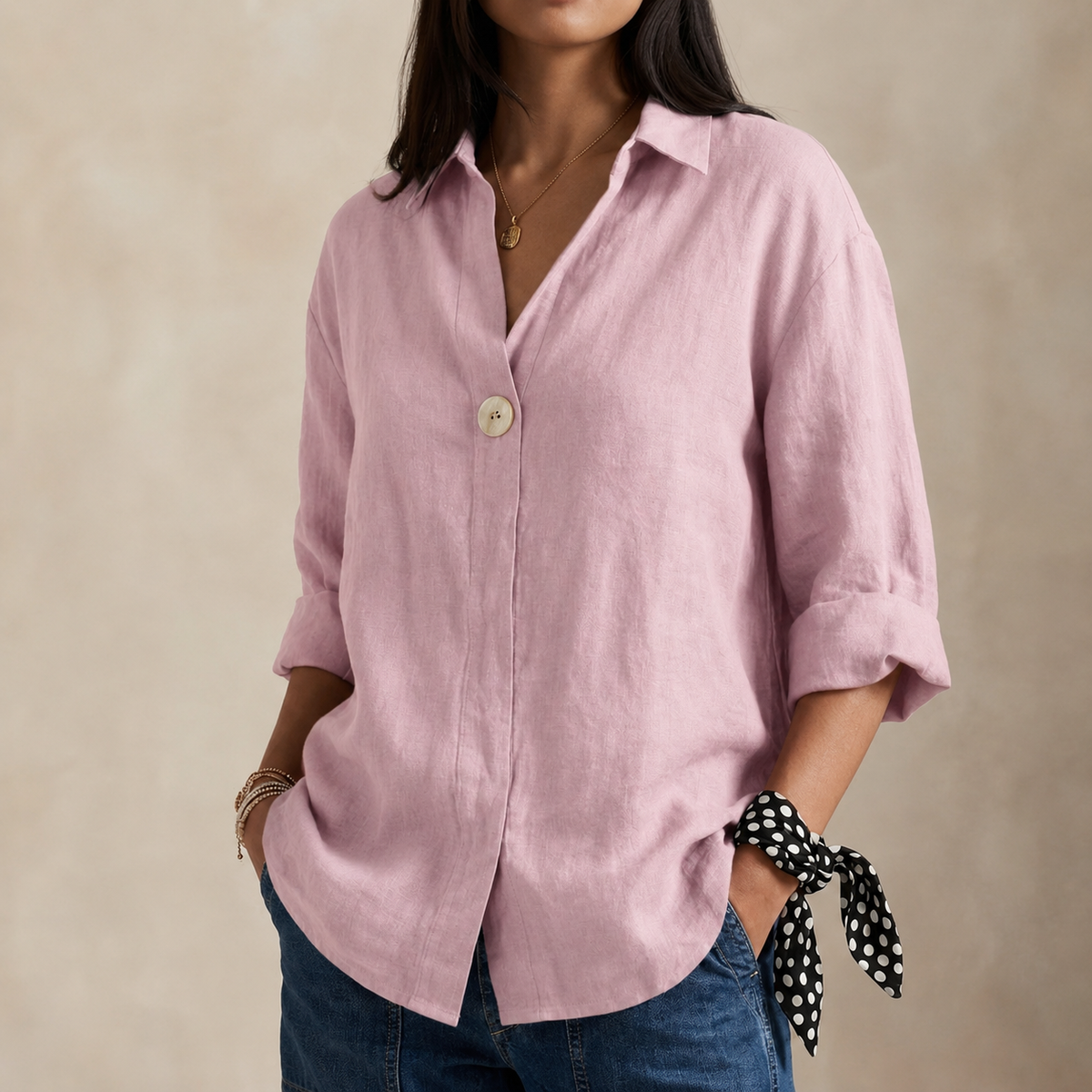 Nuvielle | Women's Relaxed V-Neck Blouse