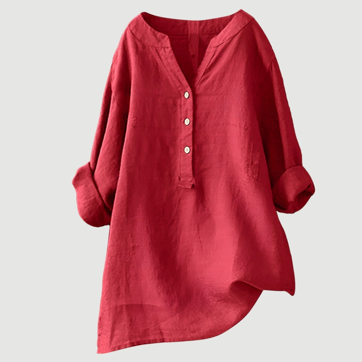Oravelle | Women's V-Neck Tunic Blouse with Roll-Up Sleeves