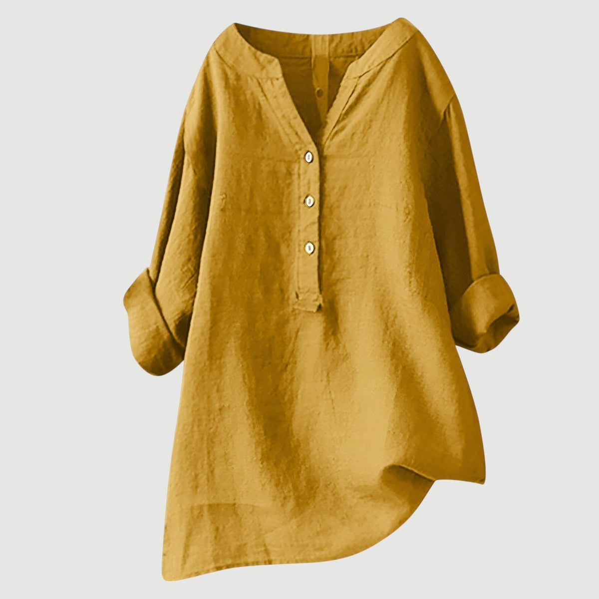 Oravelle | Women's V-Neck Tunic Blouse with Roll-Up Sleeves