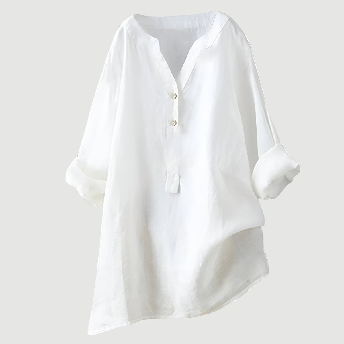 Oravelle | Women's V-Neck Tunic Blouse with Roll-Up Sleeves