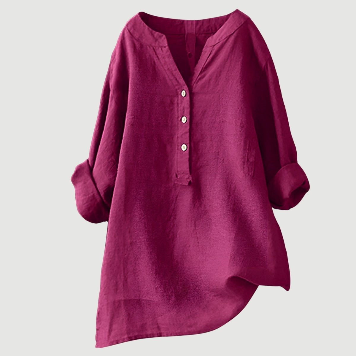 Oravelle | Women's V-Neck Tunic Blouse with Roll-Up Sleeves