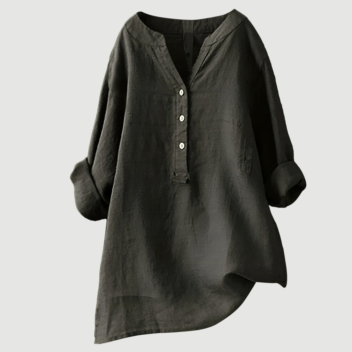 Oravelle | Women's V-Neck Tunic Blouse with Roll-Up Sleeves