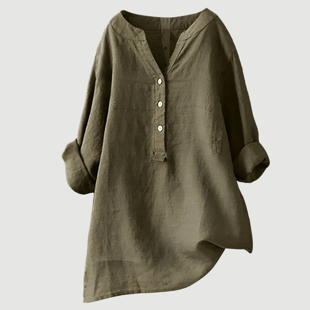 Oravelle | Women's V-Neck Tunic Blouse with Roll-Up Sleeves