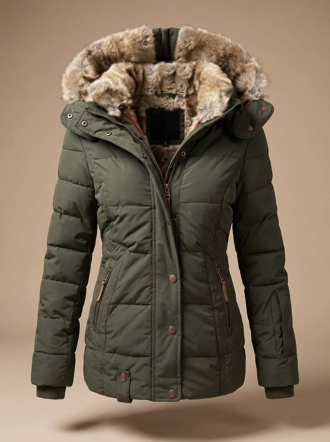 Savannah | Women's Quilted Winter Puffer Coat with Fluffy Hood Trim and Zip Front