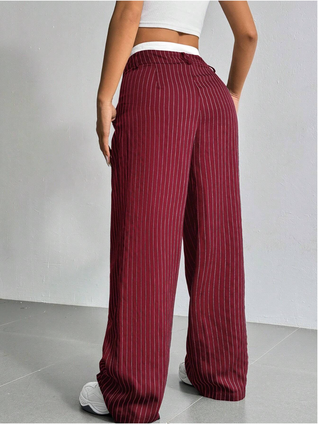 Paige | Women's High-Waisted Pinstripe Wide-Leg Trousers