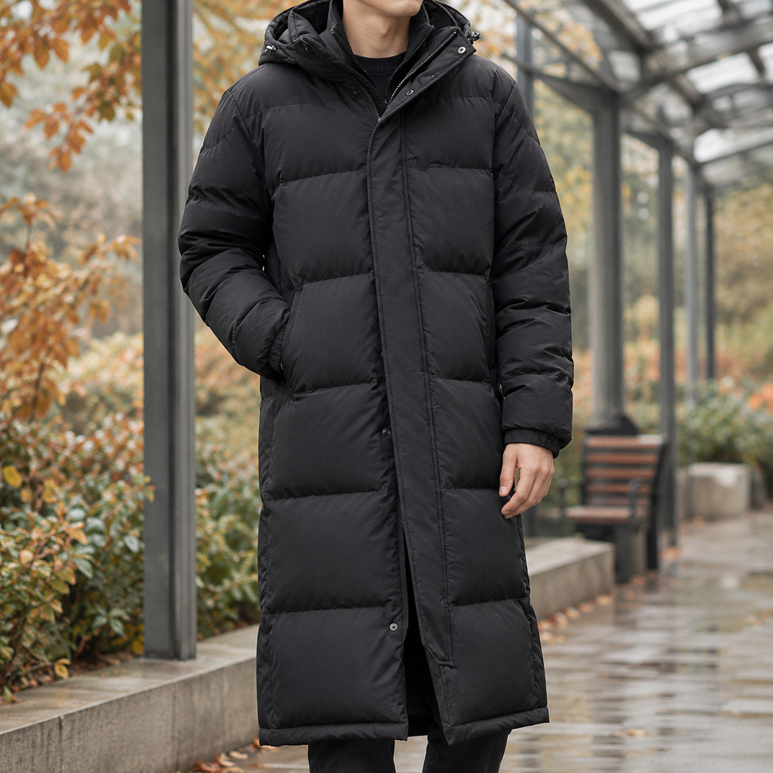 Everett | Men's Longline Hooded Puffer Coat