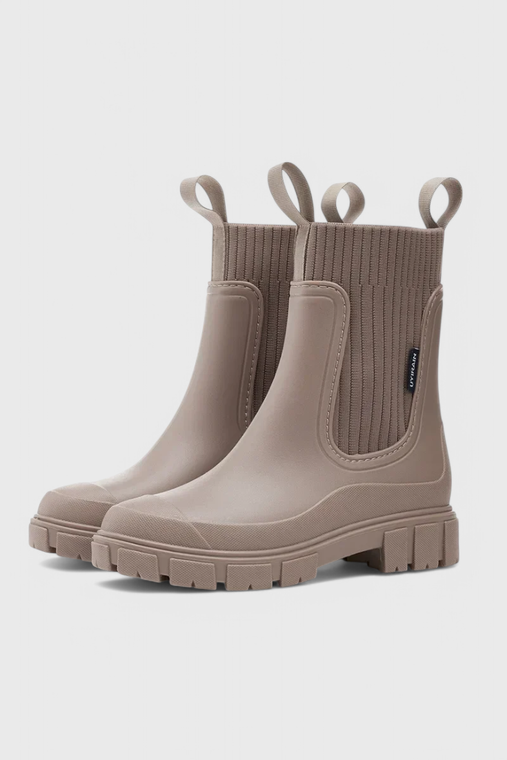 Rose | Women's Chunky Chelsea Rain Boots with Ribbed Ankle Collar
