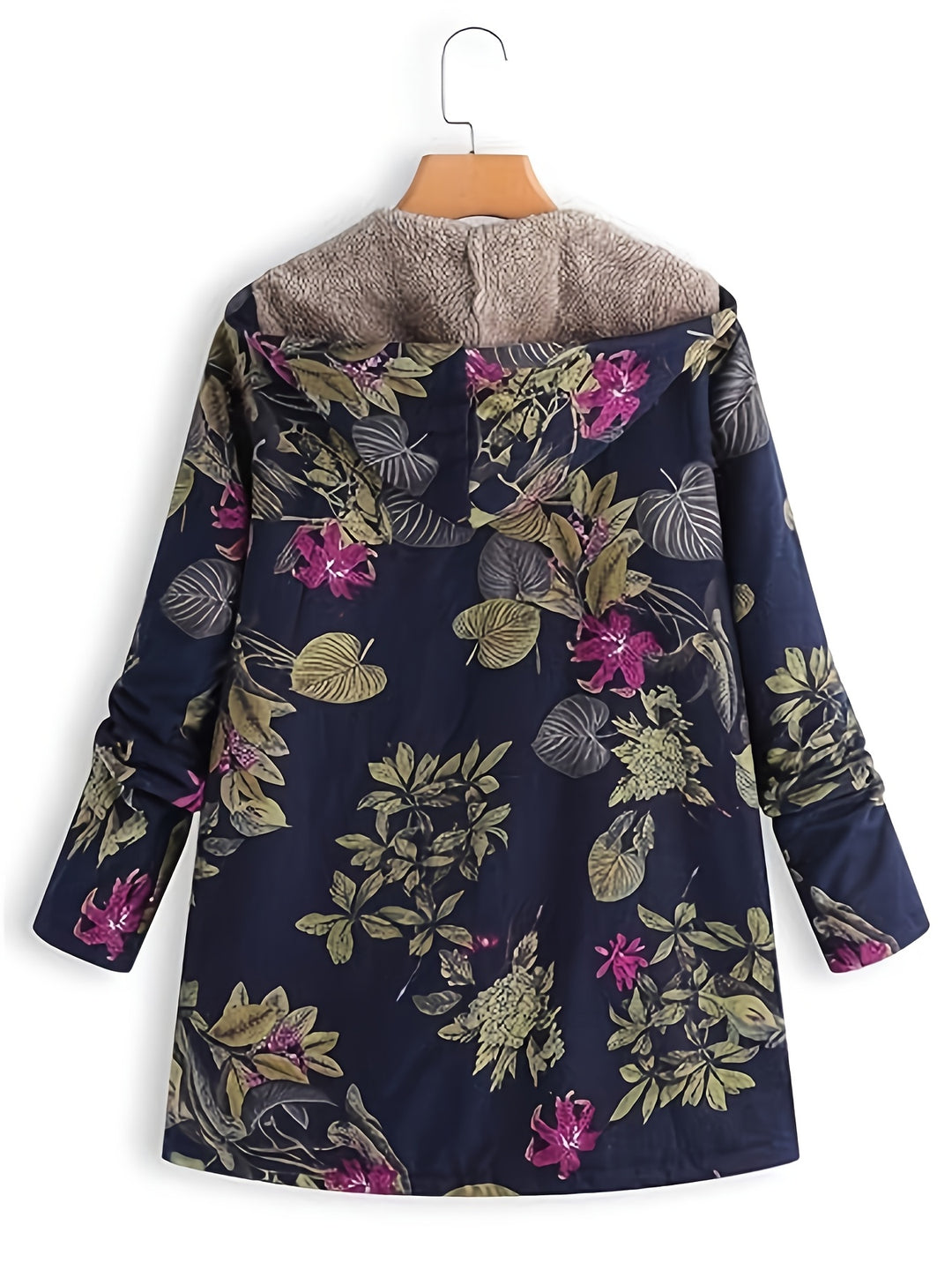 Rowena | Women's Floral Hooded Mid-Length Coat