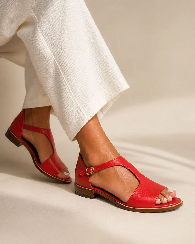 Ruby | Women's Open-Toe Flat Sandals with Adjustable Ankle Strap