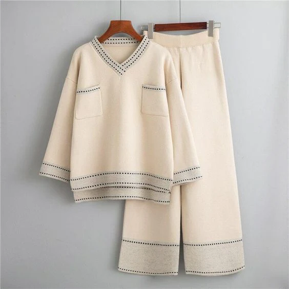 Harriet | Women's V-Neck Wide-Leg Lounge Set