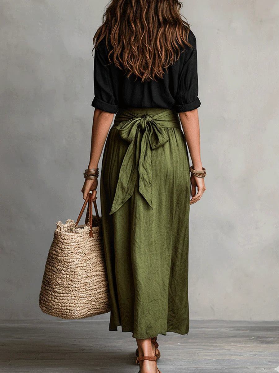 Leona | Women's Shirt and Tie-Waist Skirt Set