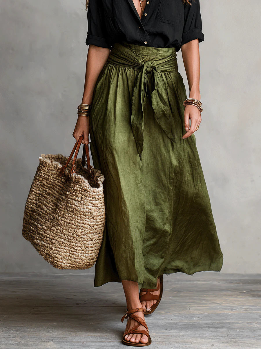 Leona | Women's Shirt and Tie-Waist Skirt Set