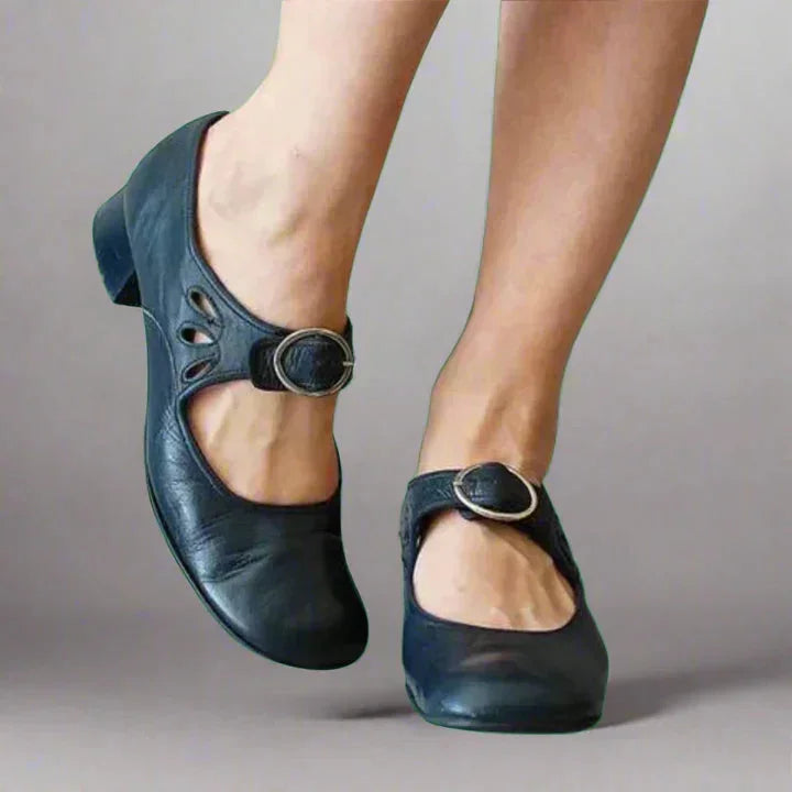 Rosalie | Women's Vintage Mary Jane Shoes with Cutout Details and Buckle Strap