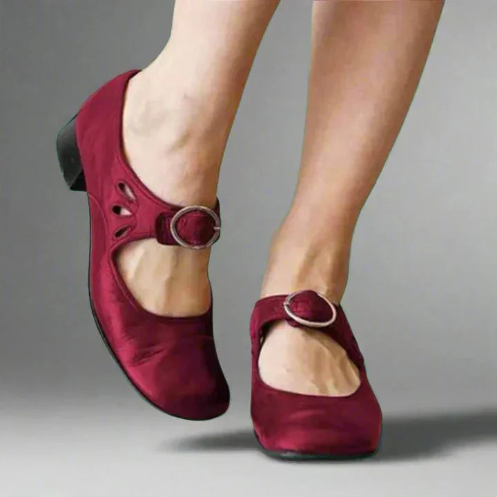 Rosalie | Women's Vintage Mary Jane Shoes with Cutout Details and Buckle Strap