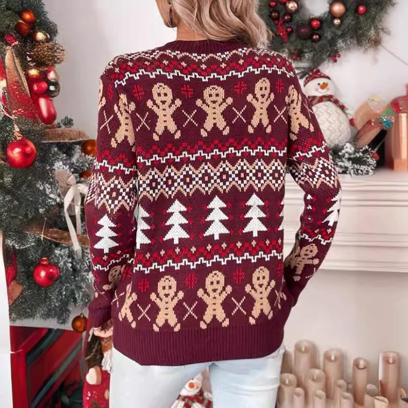 Pippa | Women's Gingerbread Christmas Sweater with Fair Isle Pattern