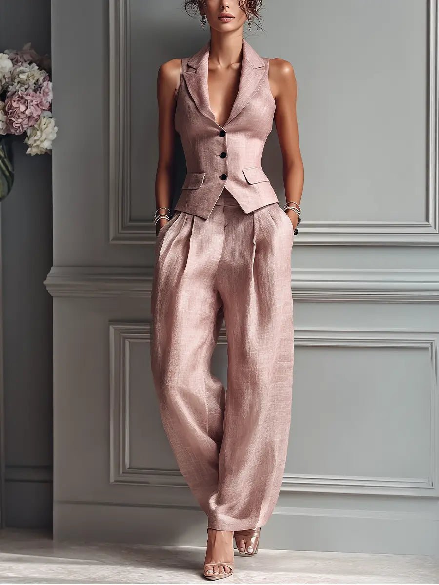 Solvienne | Women's Waistcoat and Wide-Leg Trouser Two-Piece Set