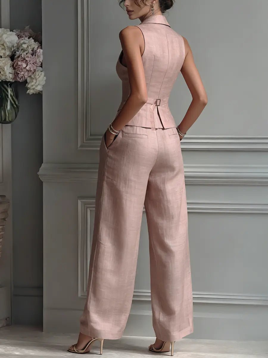 Solvienne | Women's Waistcoat and Wide-Leg Trouser Two-Piece Set