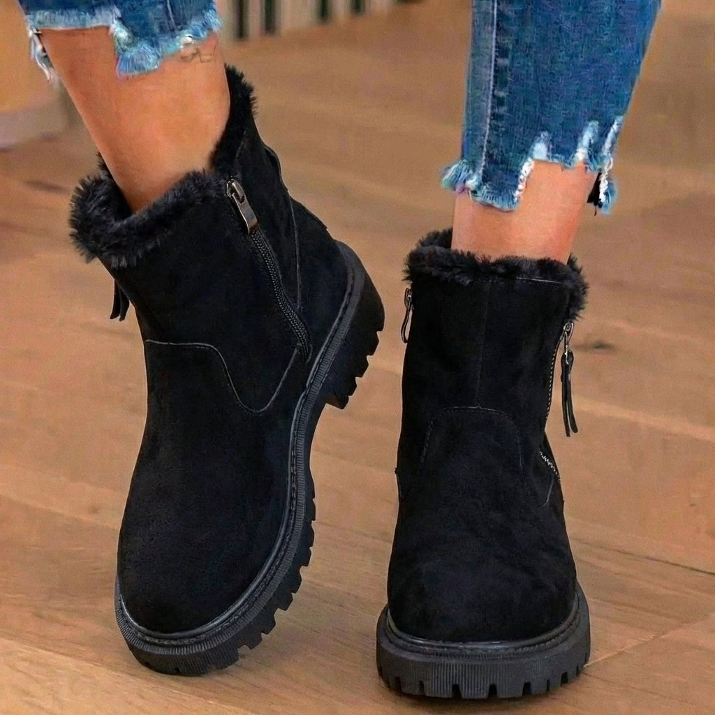 Summer | Women's Winter Ankle Boots with Fluffy Trim