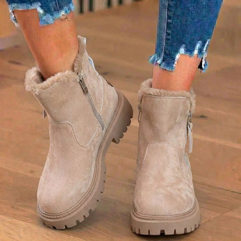Summer | Women's Winter Ankle Boots with Fluffy Trim