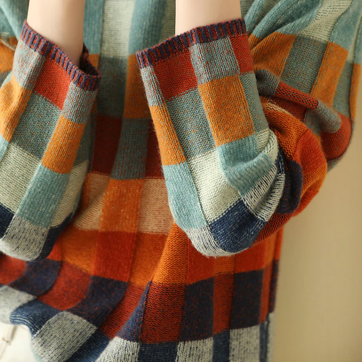 Maribel | Women's Colorful Checkered Knit Sweater