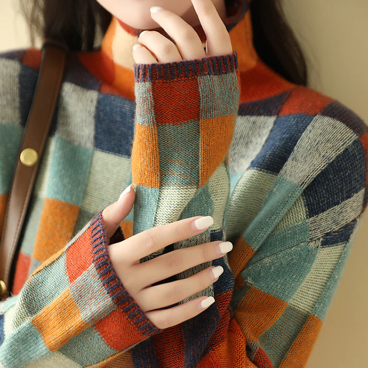 Maribel | Women's Colorful Checkered Knit Sweater
