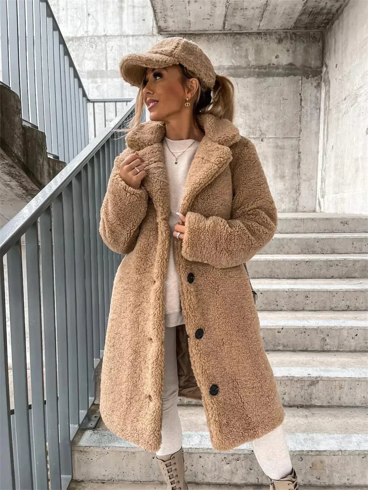 Odette | Women's Longline Teddy Fleece Coat