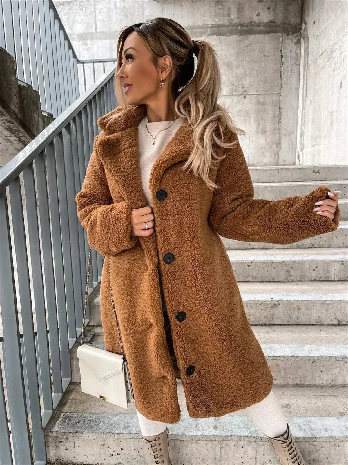 Odette | Women's Longline Teddy Fleece Coat