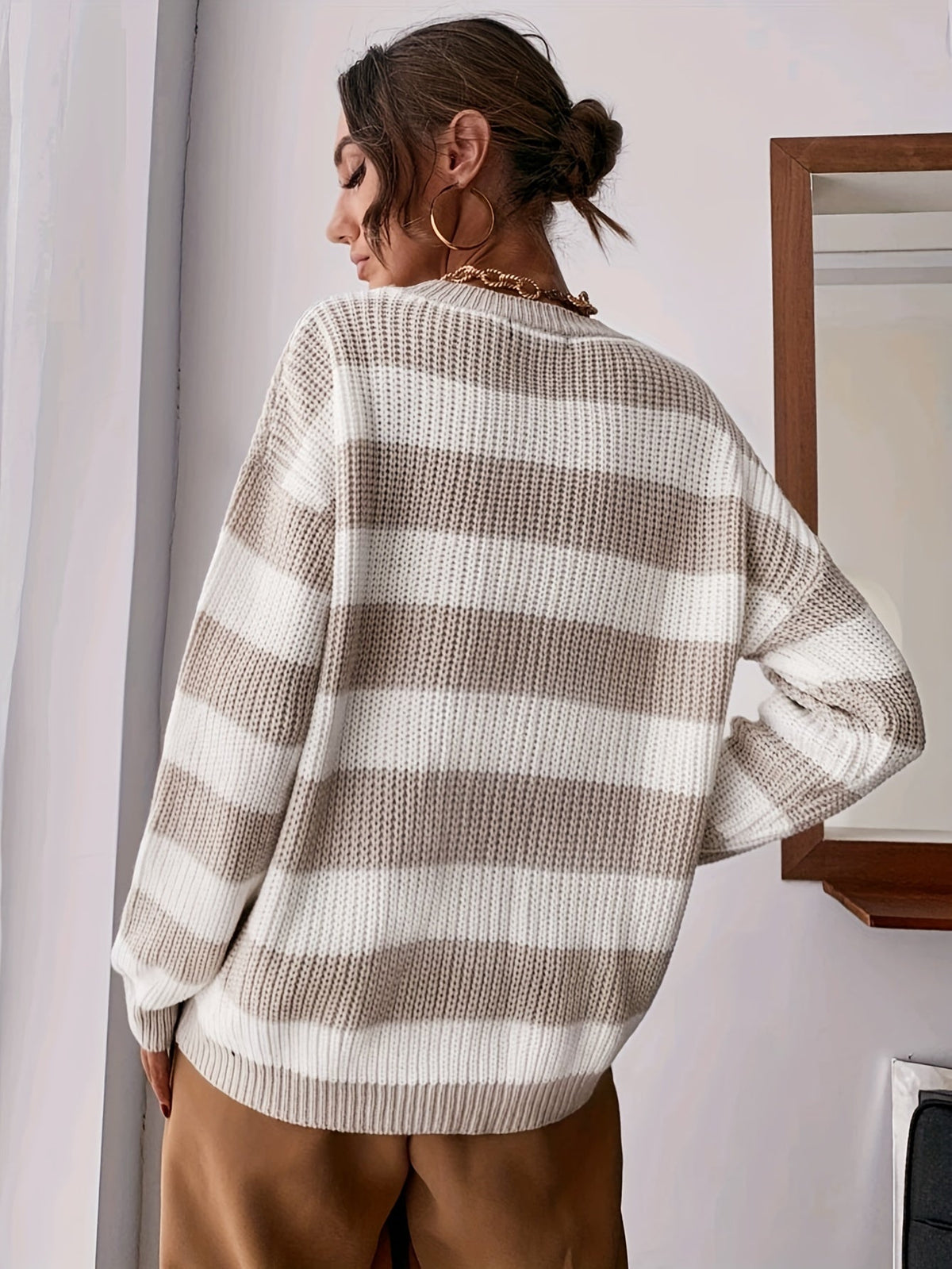 Tessa | Women's Striped Oversized Sweater with Dropped Shoulders