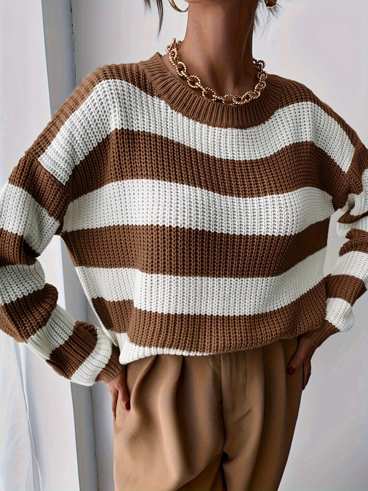 Tessa | Women's Striped Oversized Sweater with Dropped Shoulders
