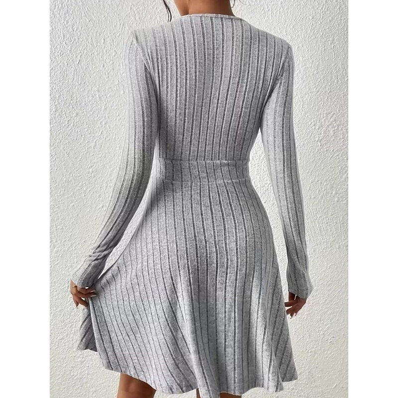 Therese | Women's Wrap-Front V-Neck Mini Dress with Long Sleeves