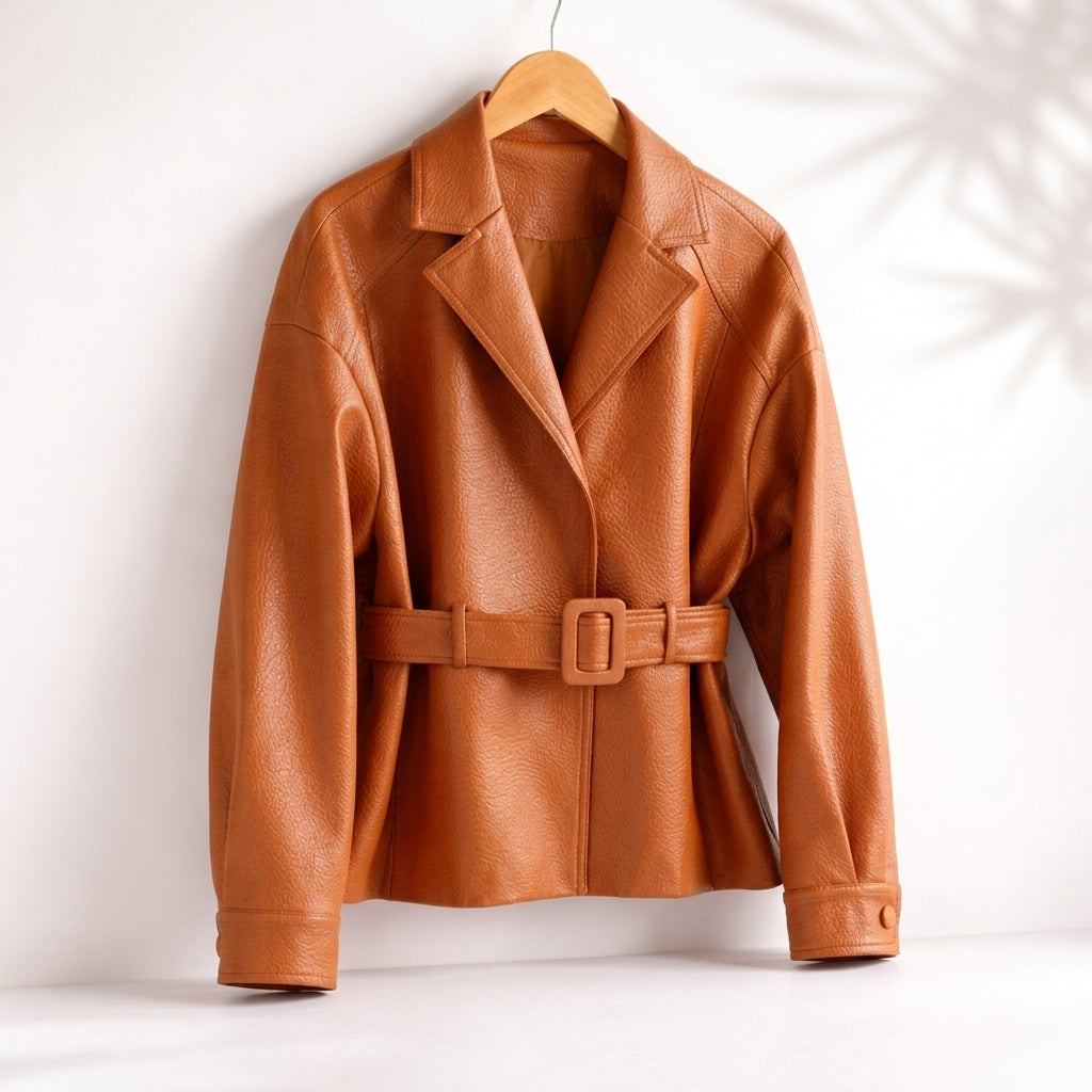 Trisha | Women's Belted Jacket with Wide Collar