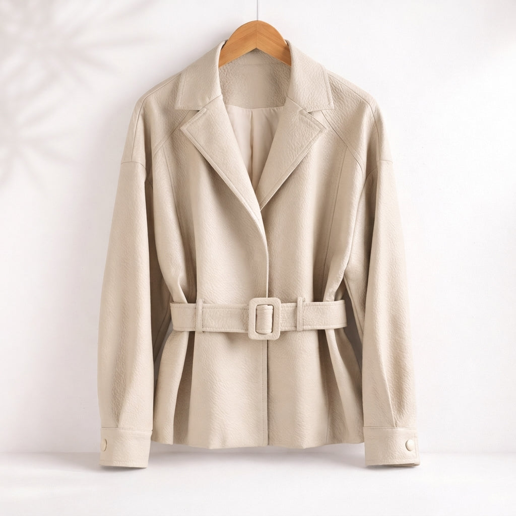 Trisha | Women's Belted Jacket with Wide Collar