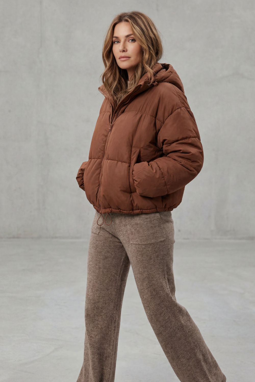 Trixie | Women's Cropped Hooded Puffer Jacket with Drawstring Hem