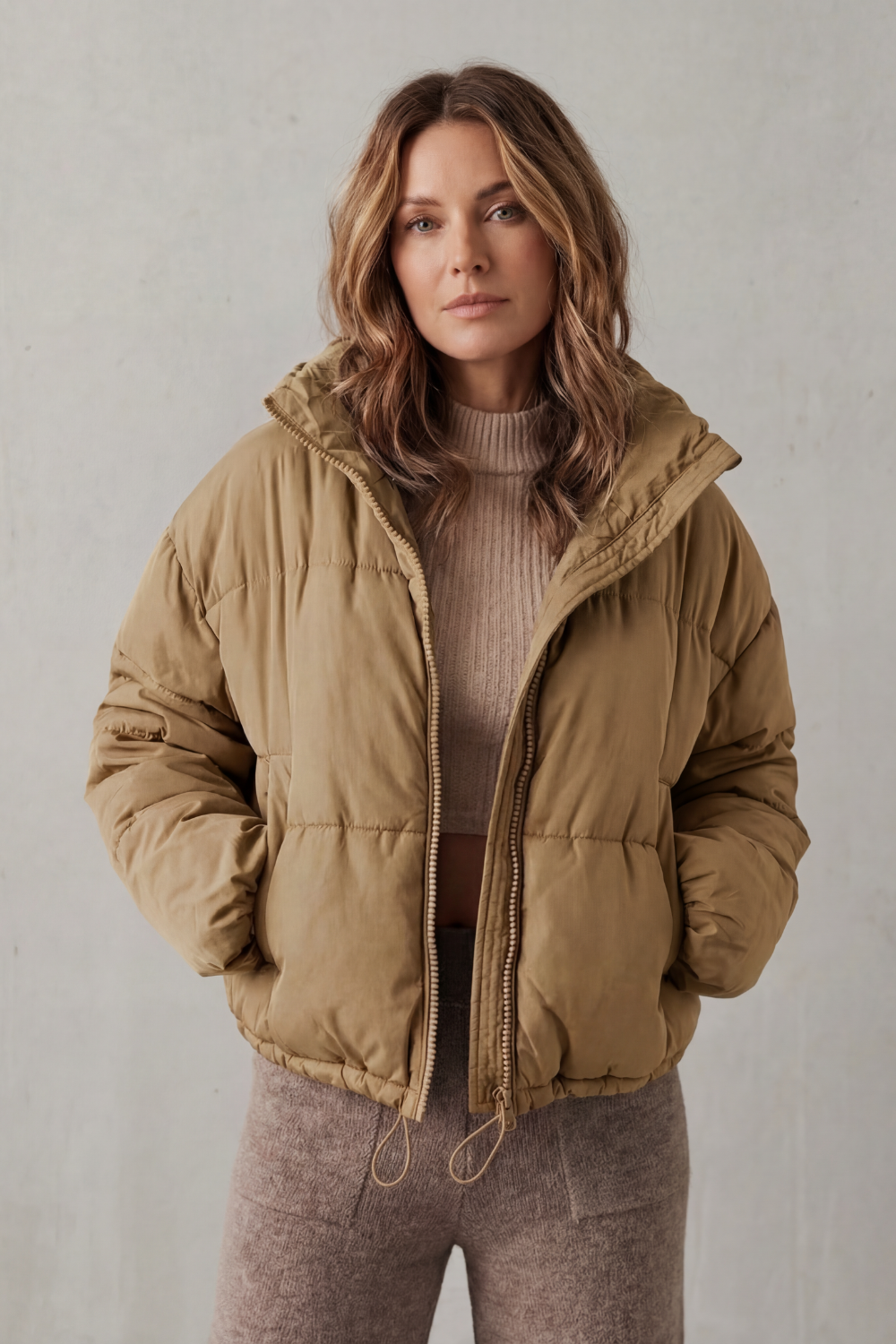 Trixie | Women's Cropped Hooded Puffer Jacket with Drawstring Hem