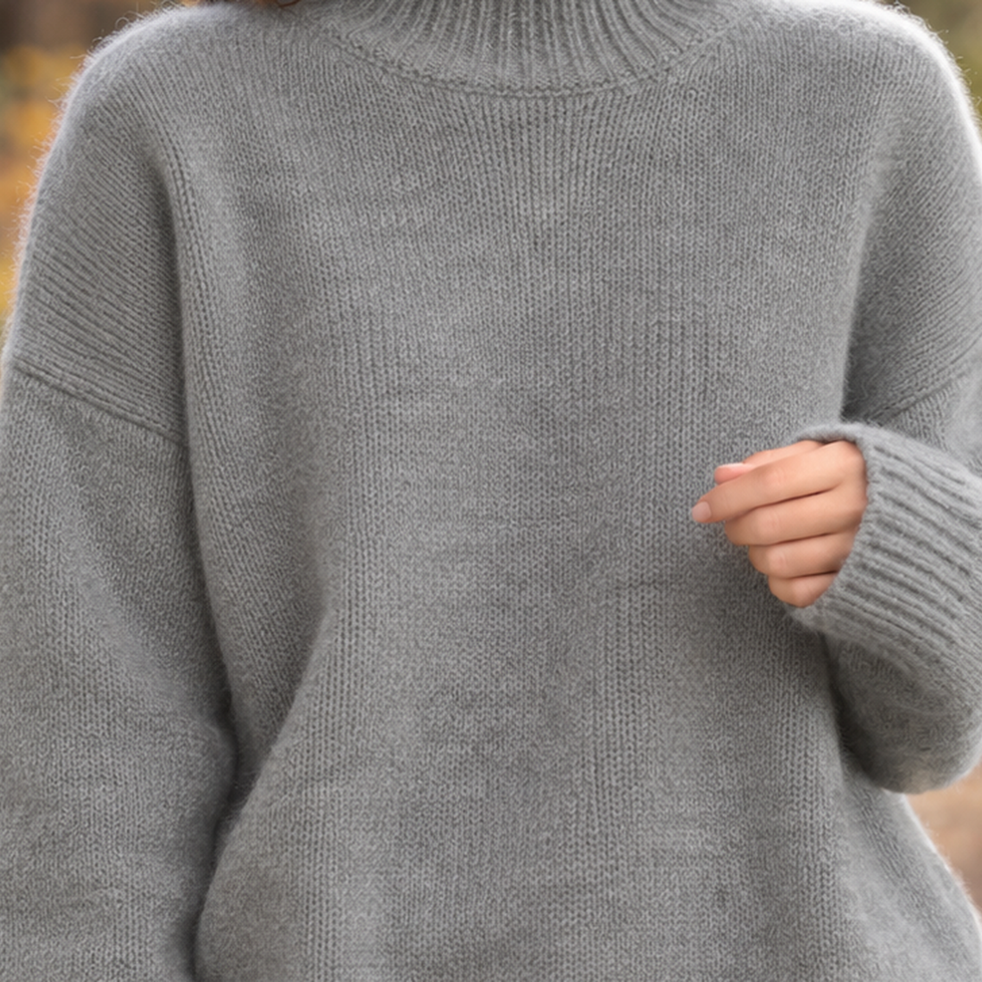 Rowena | Women's Oversized Turtleneck Sweater with Ribbed Trim