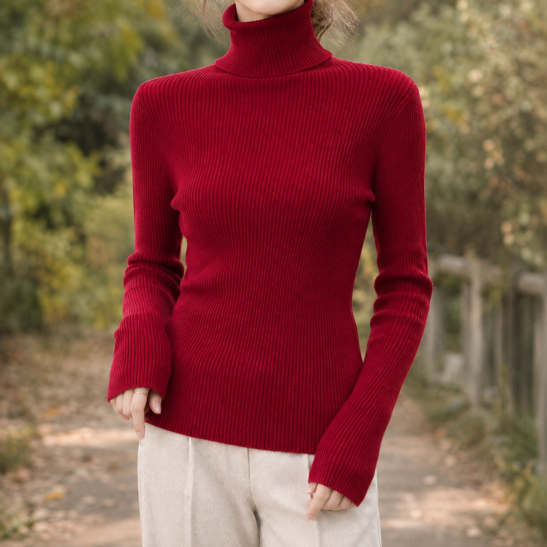 Sylvia | Women's Fitted Ribbed Turtleneck Sweater