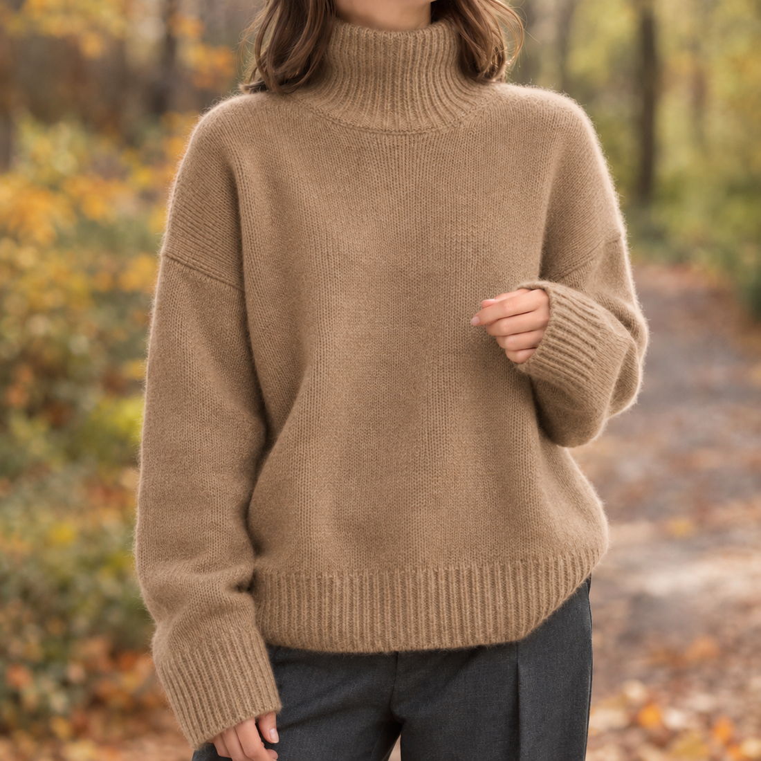 Rowena | Women's Oversized Turtleneck Sweater with Ribbed Trim