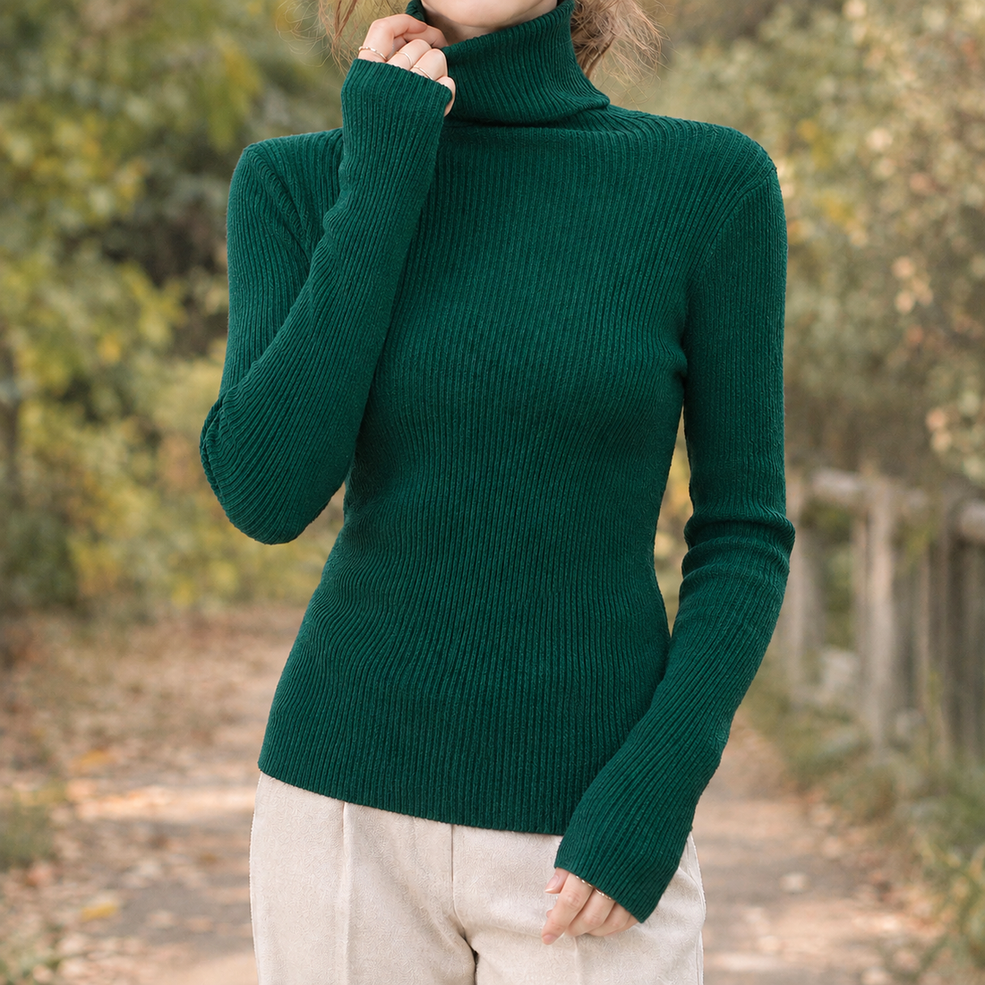 Sylvia | Women's Fitted Ribbed Turtleneck Sweater
