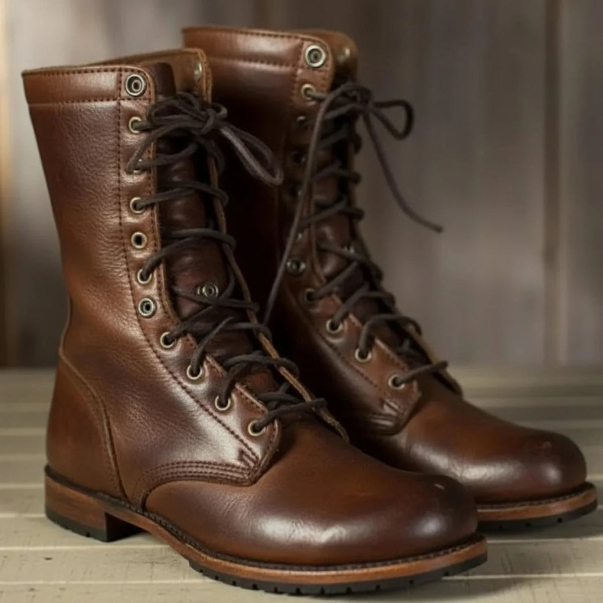 Tessa | Women's Vintage Lace-Up Mid-Calf Combat Boots with Low Block Heel