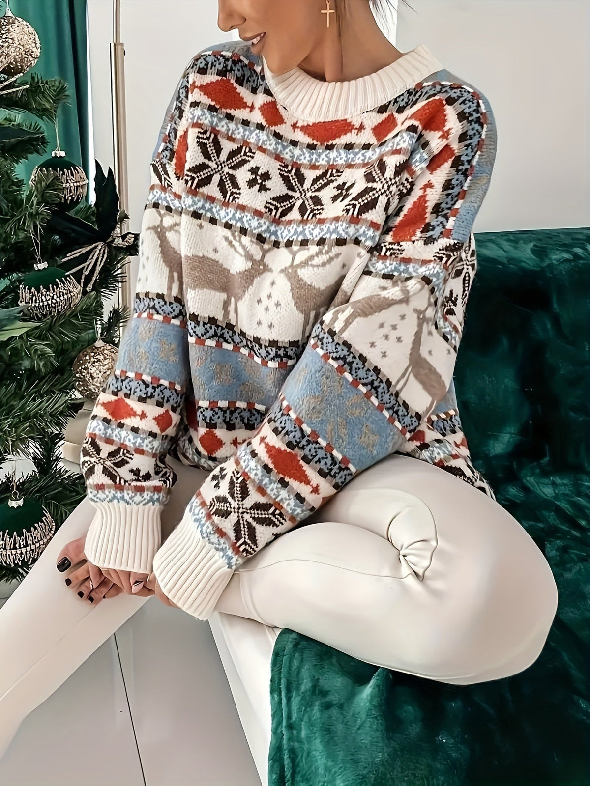 Greta | Women's Festive Fair Isle Snowflake Sweater