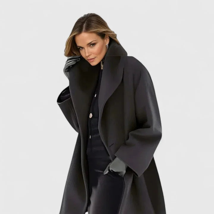 Beatrice | Women's Oversized Longline Coat with Wide Shawl Collar and Relaxed Fit