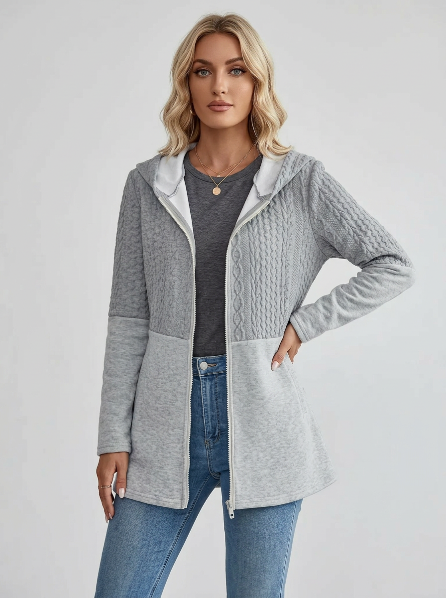 Women's Jacket Hooded Zip Up | Longline