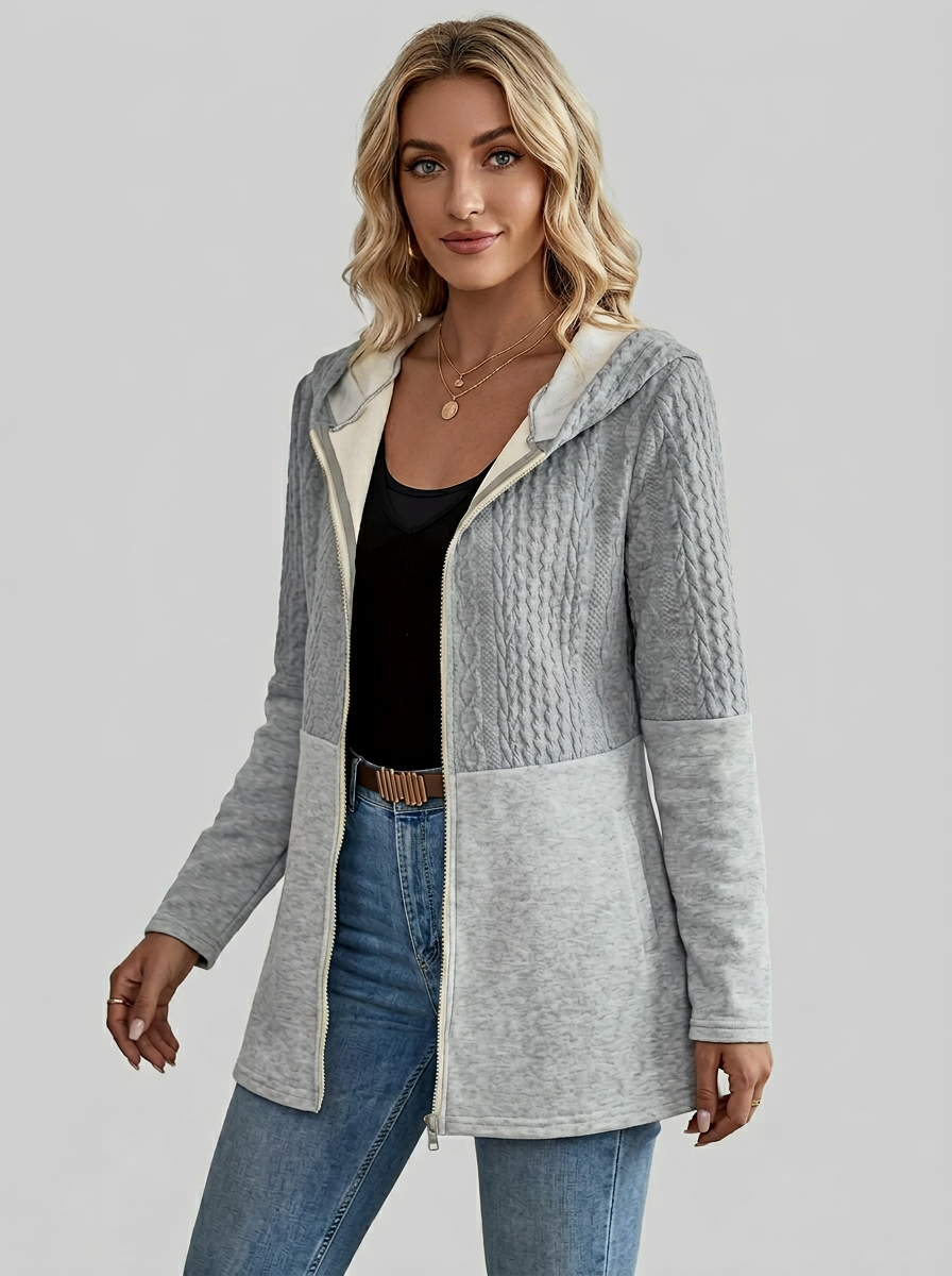 Women's Jacket Hooded Zip Up | Longline