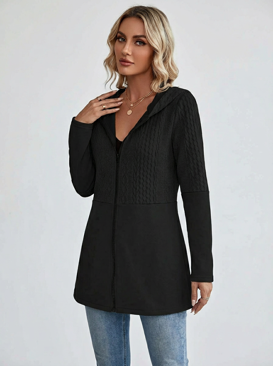 Women's Jacket Hooded Zip Up | Longline