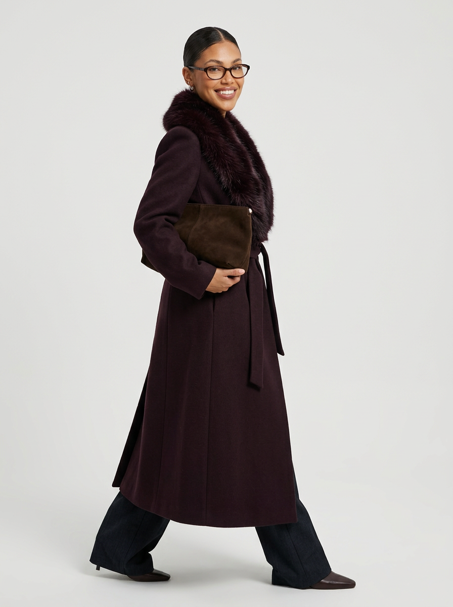 Women's Long Coat Belted Wide Collar | Winter