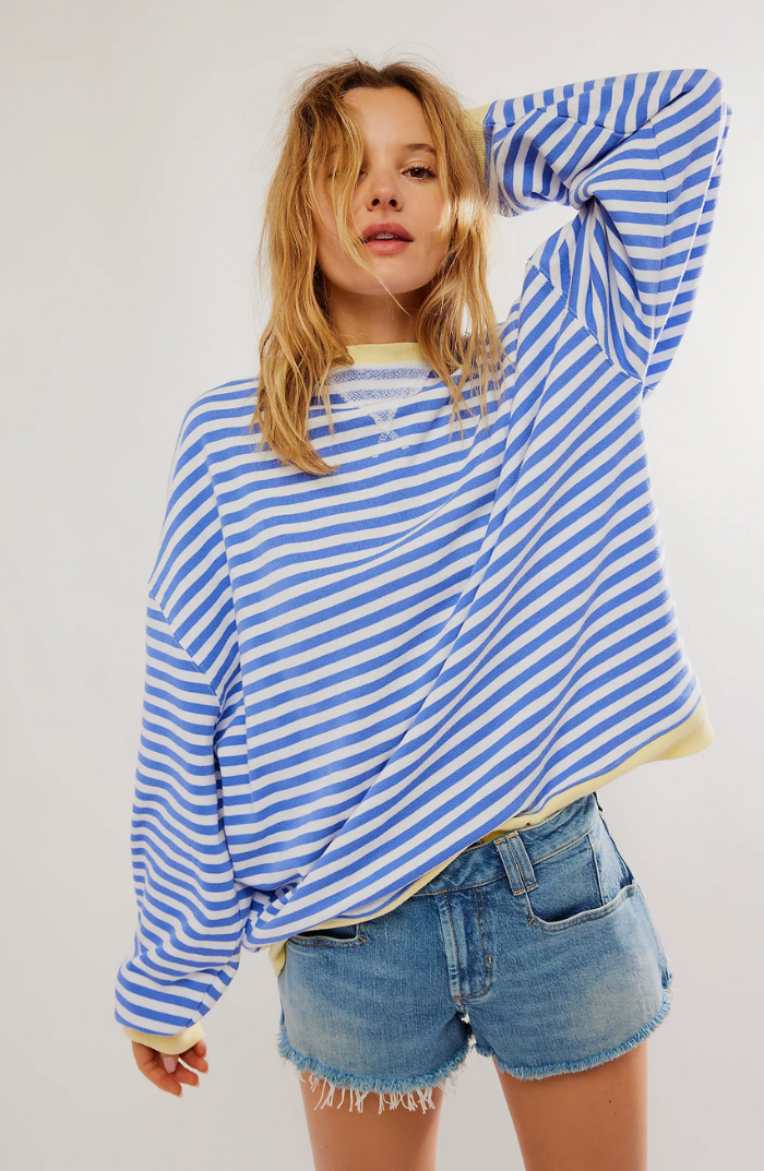 Zavina | Women's Oversized Striped Sweatshirt with Contrast Trim