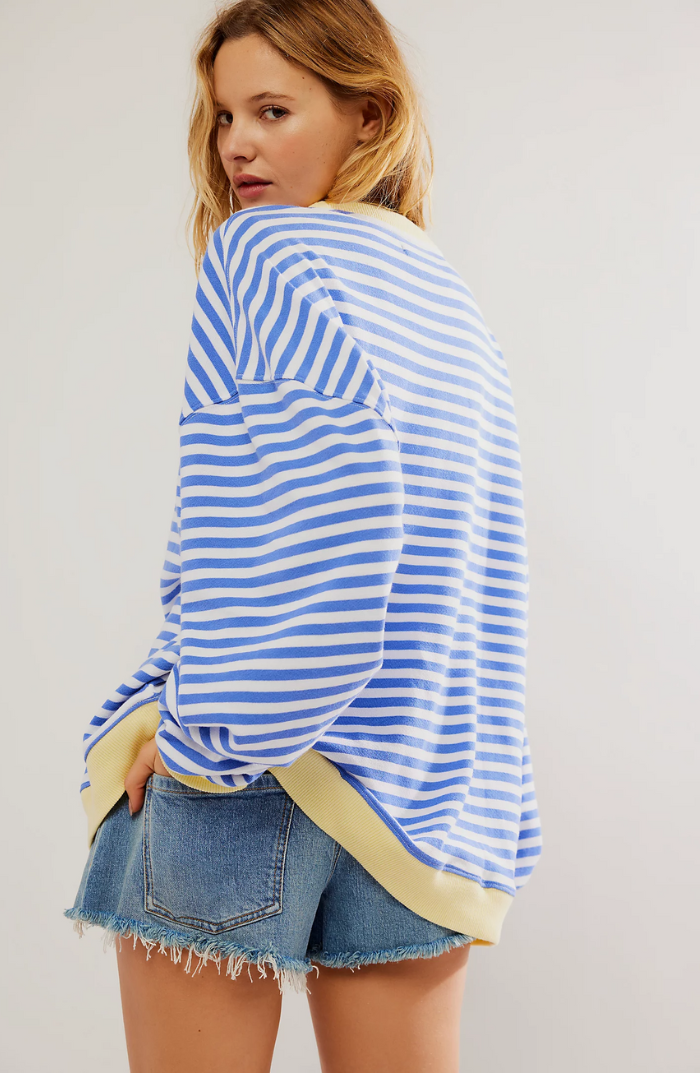 Zavina | Women's Oversized Striped Sweatshirt with Contrast Trim