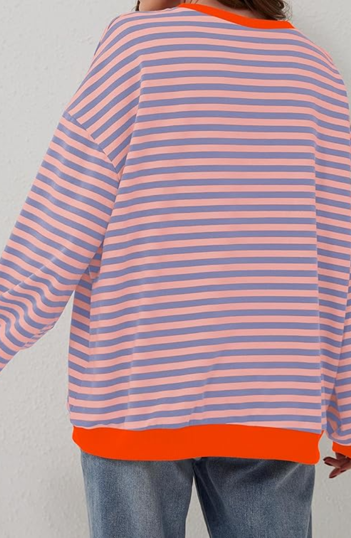 Zavina | Women's Oversized Striped Sweatshirt with Contrast Trim